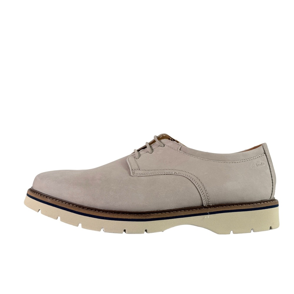 Clarks Bayhill Plain Stone Nubuck Derby Oxford Shoes Men's Size 11 M